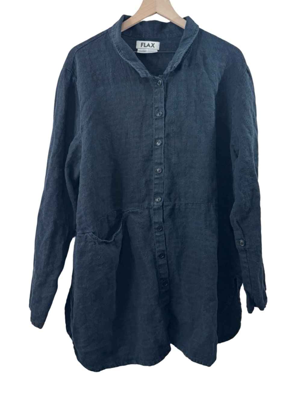 Flax Indigo Blue Linen Button-Front Tunic